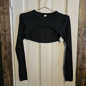 Black Long-Sleeve Cropped Top - Women